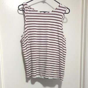 Green Envelope Brown and White Striped Sleeveless Top